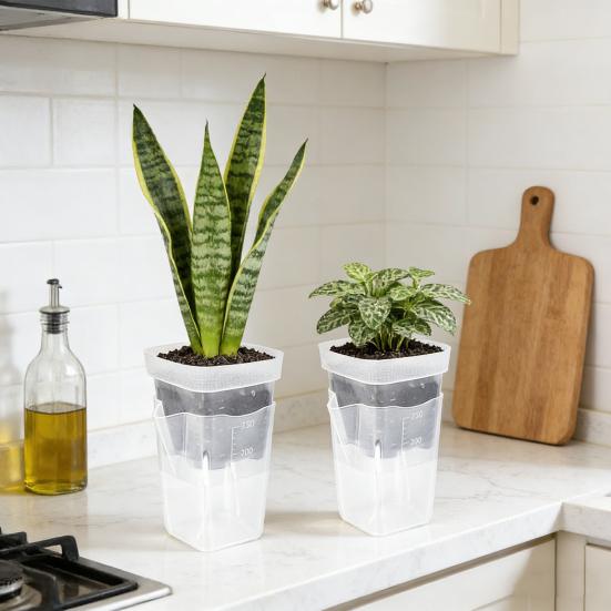 Впитывающий цветочный горшок с прозрачной двухслойной конструкцией 150 мл Глубокий резервуар для воды Регулируемое вентиляционное отверстие Купол для поддержания влажности Горшок для рассады
