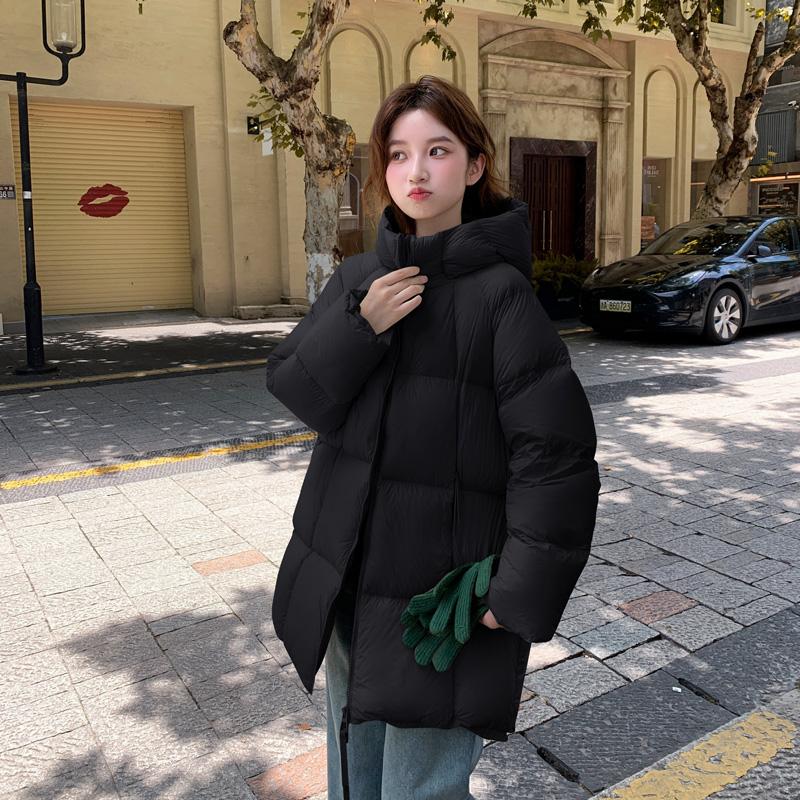 Осень-зима, утепленная теплая парка, женская повседневная милая однотонная Свободная куртка с капюшоном и большим карманом, верхняя одежда