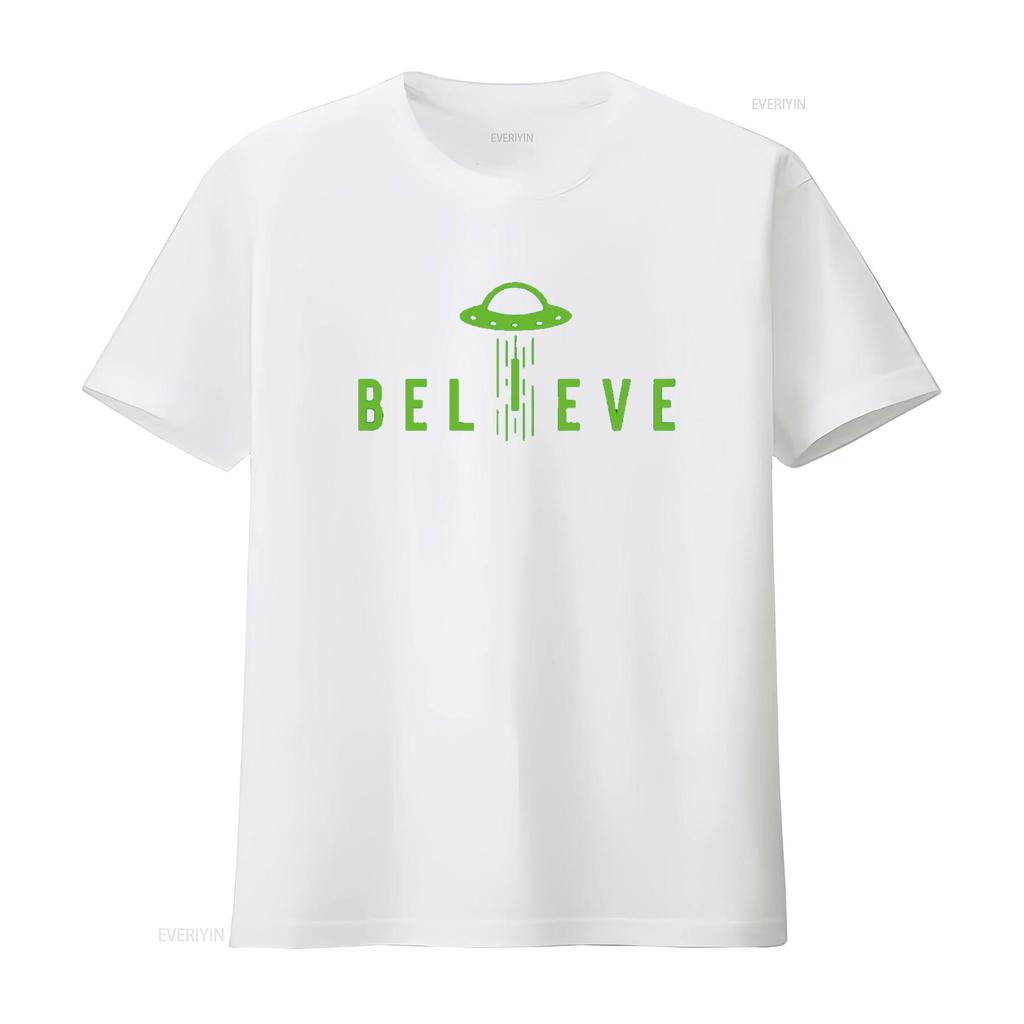 Alien Lover s Kids UFO Abduction Believe T Shirt vintage Washed streetwear Top For Everyday Wear Slightly homme Soft