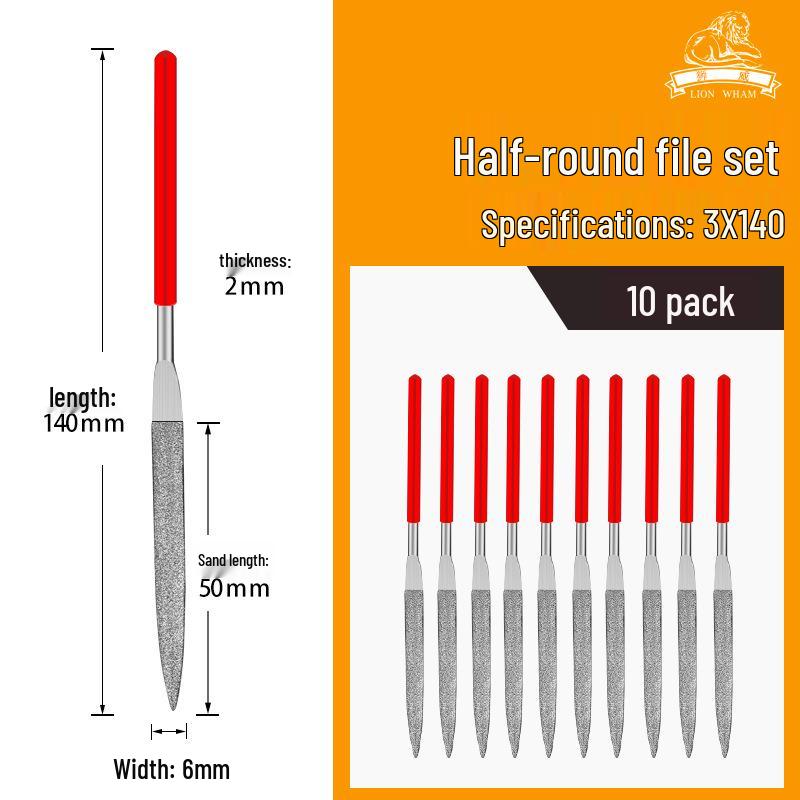 Titanium-Plated Fine Alloy Diamond File Set for Metal Grinding & Deburring