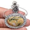 Pendant Rainforest Jasper Gemstone Handmade Silver Jewelry 2.25"