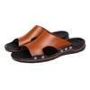 Fashion Sandals Men's Leather  Classic Summer Men Slippers Soft Original Sandals Real Leather Slippers Men Roman Outdoor Leather Slides