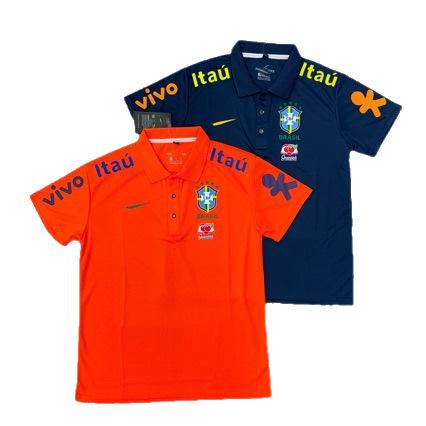 High version new Brazilian national team foreign trade Neymar same retro warm-up short-sleeved men's and women's polo football shirt