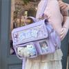 Японский однотонный рюкзак женский квадратный кожаный Y2K Mochilas Mujer Харадзюку большая вместимость Ita Bag аниме ручка через плечо