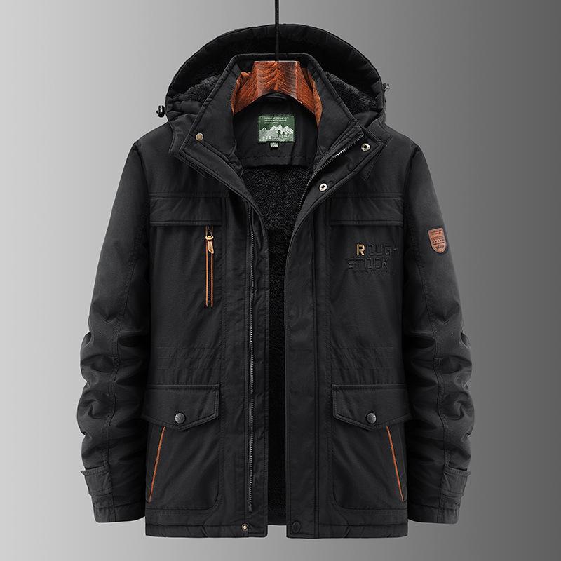 Winter Cotton-padded Men's Fleece Thickened Loose Casual Middle-aged and Elderly Multi-bag Cotton-padded Jacket Cold-resistant Medium