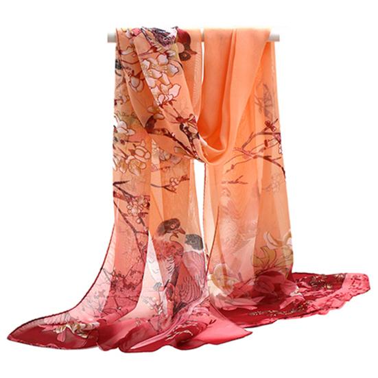 Модный женский длинный шифоновый палантин с цветочным принтом, мягкий солнцезащитный шарф
