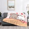 Peach And Goma Mochi Cat Blanket Coral Fleece Plush Autumn/Winter Portable Thin Throw Blankets for Home Bedroom Plush Thin Quilt