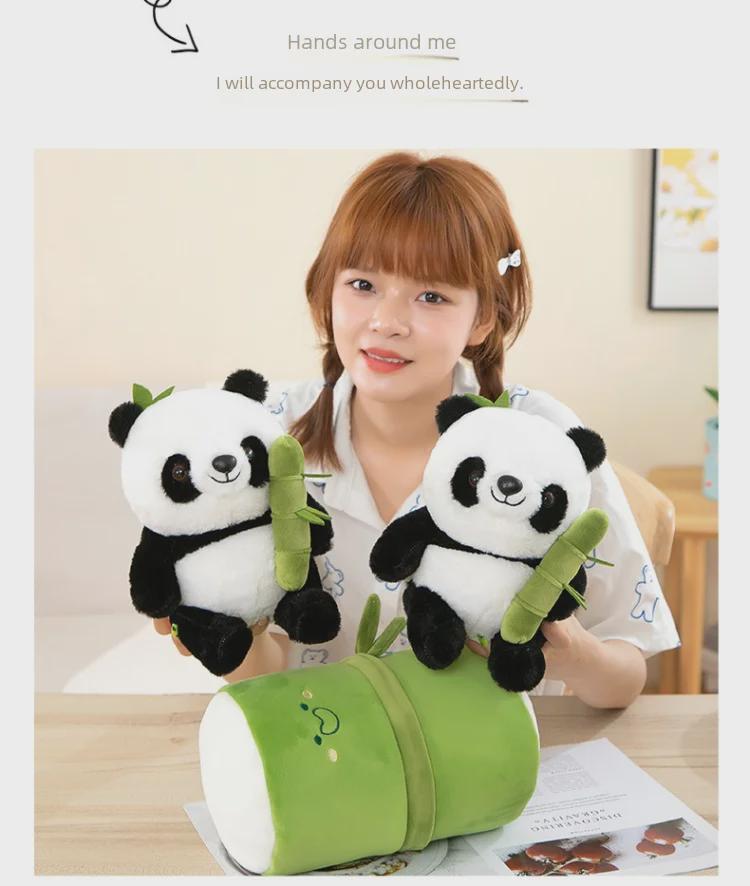 Мягкая игрушка-тряпичная кукла «Бамбуковая панда» — небольшой подарок на день рождения или подушка-украшение для автомобиля