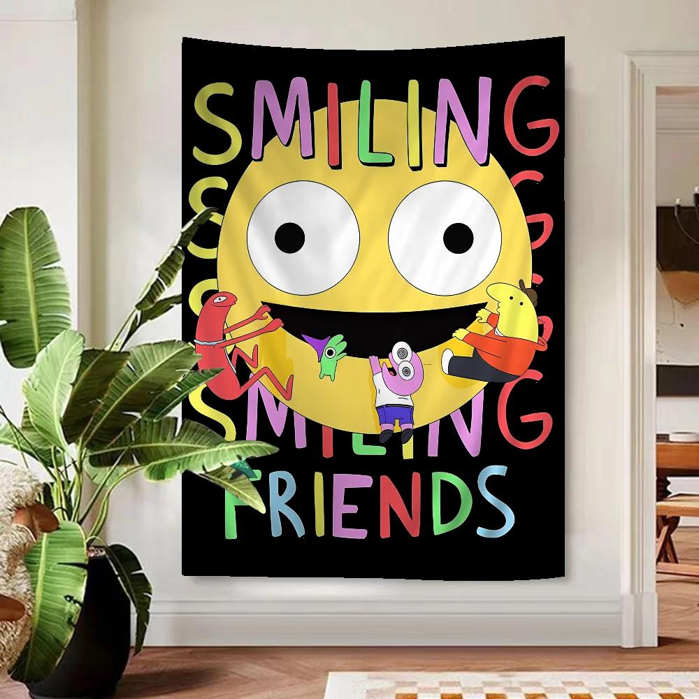 Мультяшный Повешенный на стену красочный гобелен Smiling Friends Богемный настенный гобелен Декор на стену Мандала