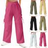 Женские брюки-карго, повседневные, легкие, однотонные, свободные, эластичные, длинные брюки с завязками и карманами