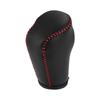A ABSOPRO Car Gear Shift Knob Cover Auto Derailleur Lever Trim for Mazda CX-5 2017-2022 Faux Leather Black Red Stitching