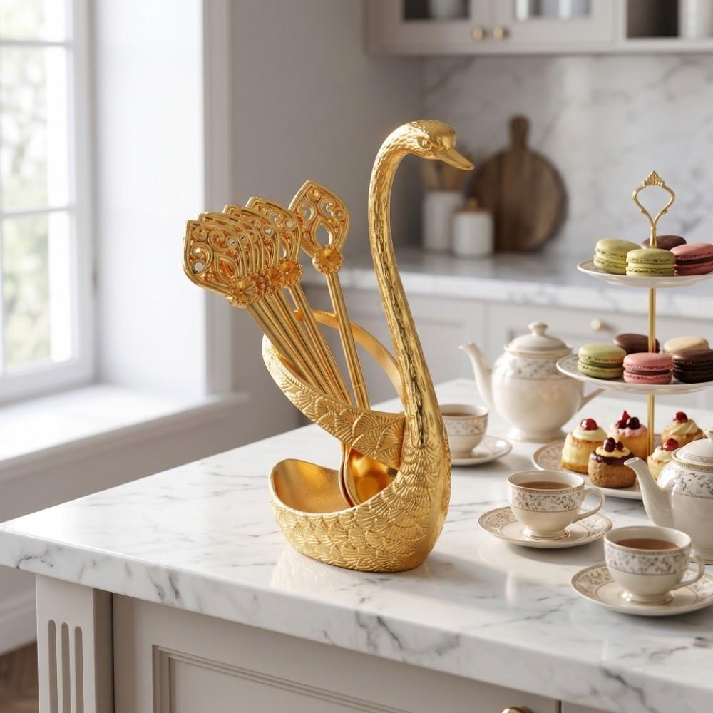 6Pcs Zinc Zinc Zinc Alloy Luxury Dessert Utensils Elegant Dessert Spoon Coffee Spoon  Coffee Dessert