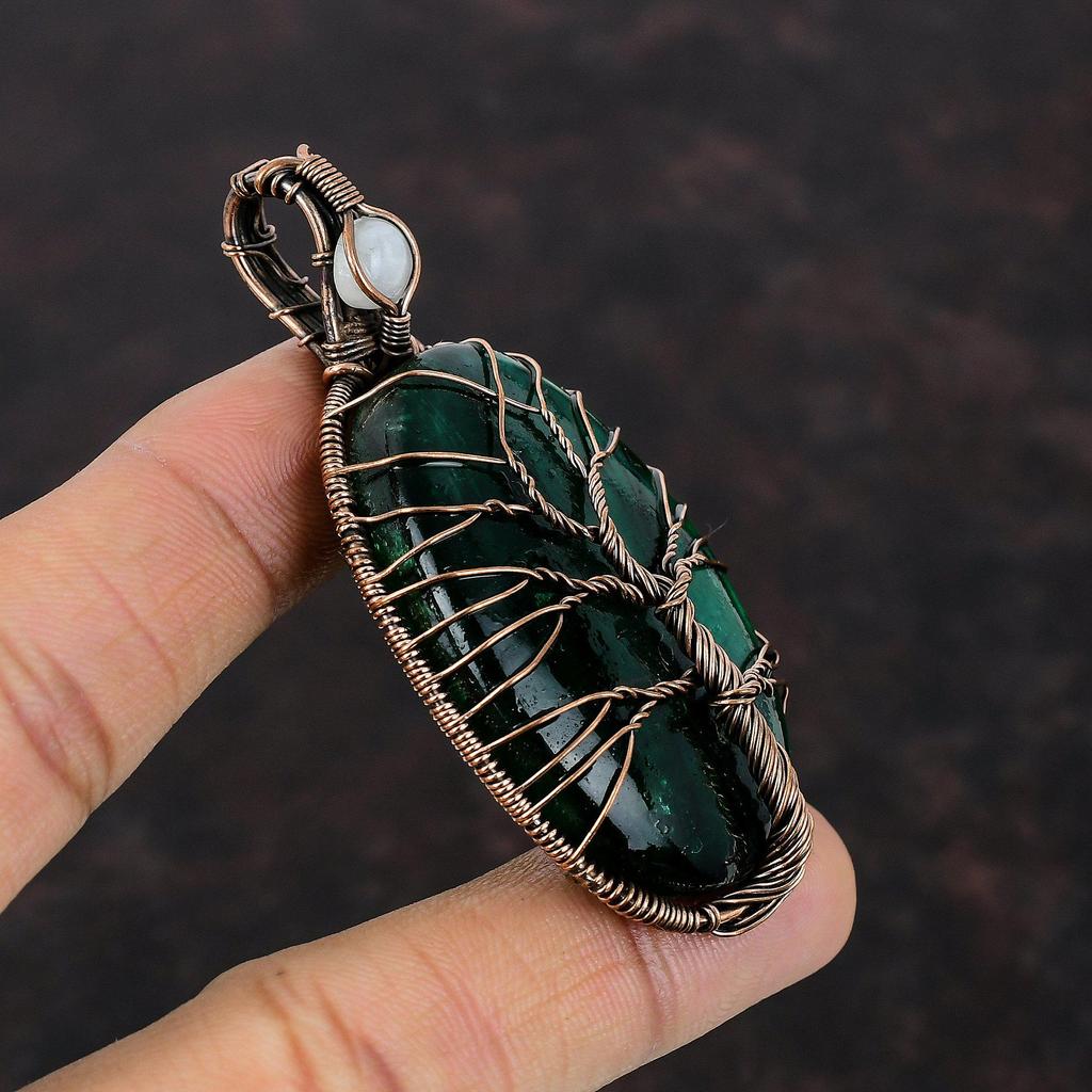 Tree Of Life Green Fire Labradorite Pendant Copper Wire Wrapped Jewelry Rainbow Moonstone Pendant Handmade Pendant Copper Gemstone Pendants