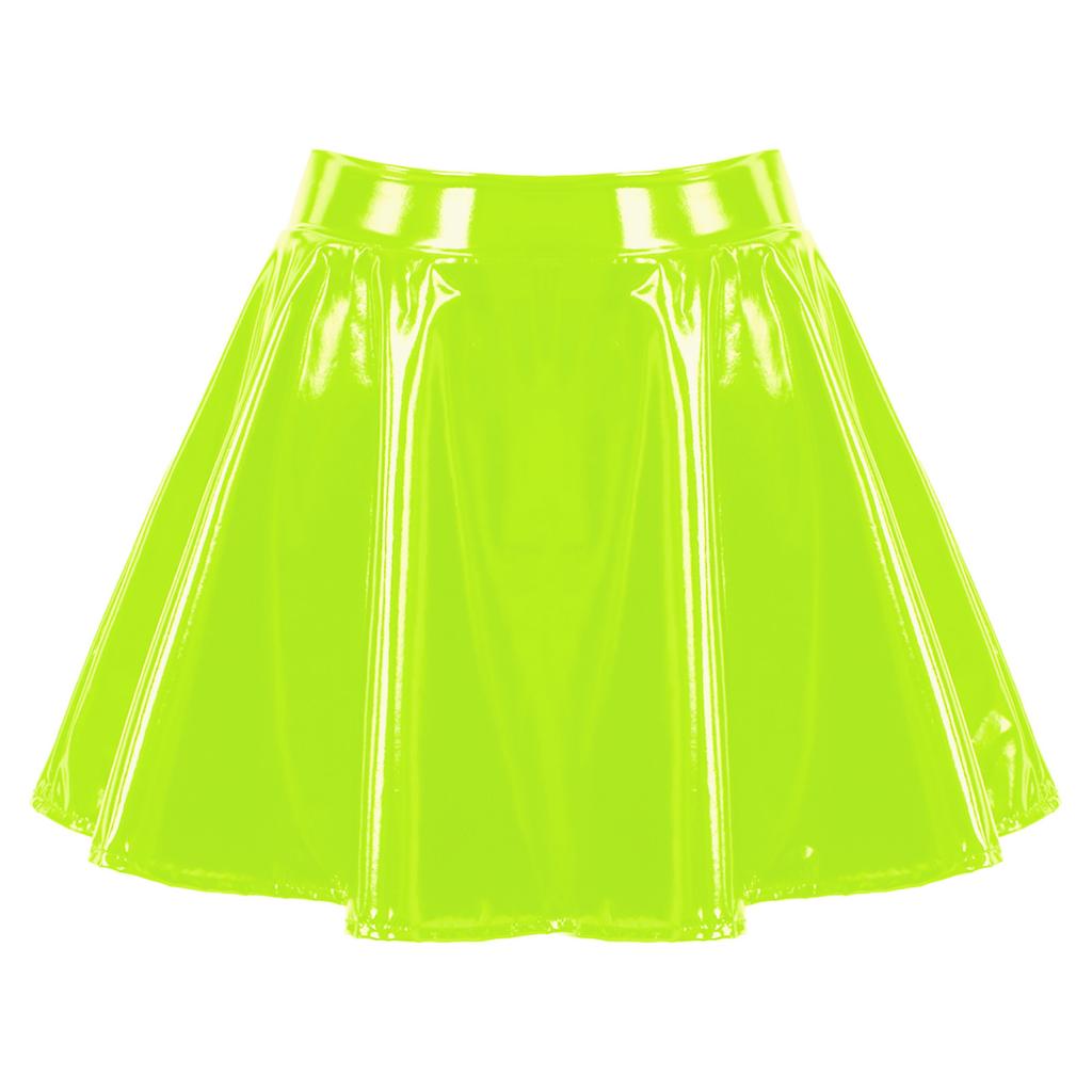 Женская латексная юбка для Rave Party Club, танцевального сценического костюма, женские расклешенные мини-юбки из лакированной кожи с мокрым эффектом