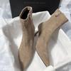 Pointed Toe Sock Short Boots Side Zipper Ankle Booties Thin High Heel Autumn Winter Ladies Shoes