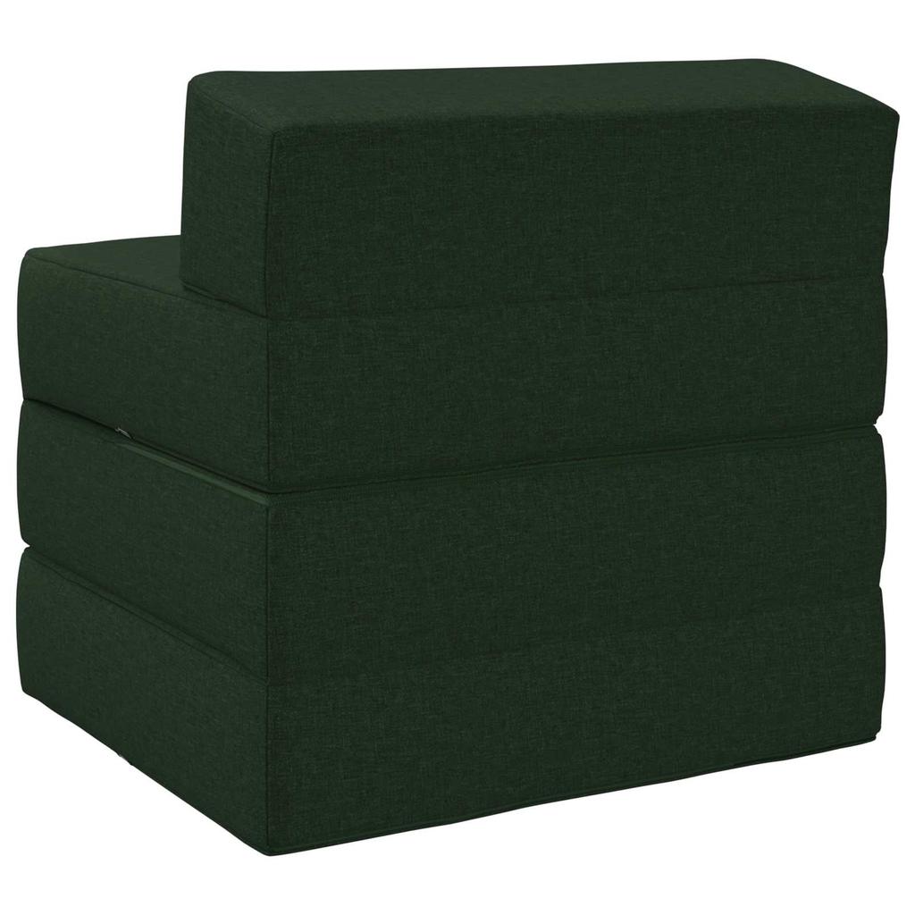 Folding Sofa Bed Dark Green 200 x 70 x 15 cm Fabric