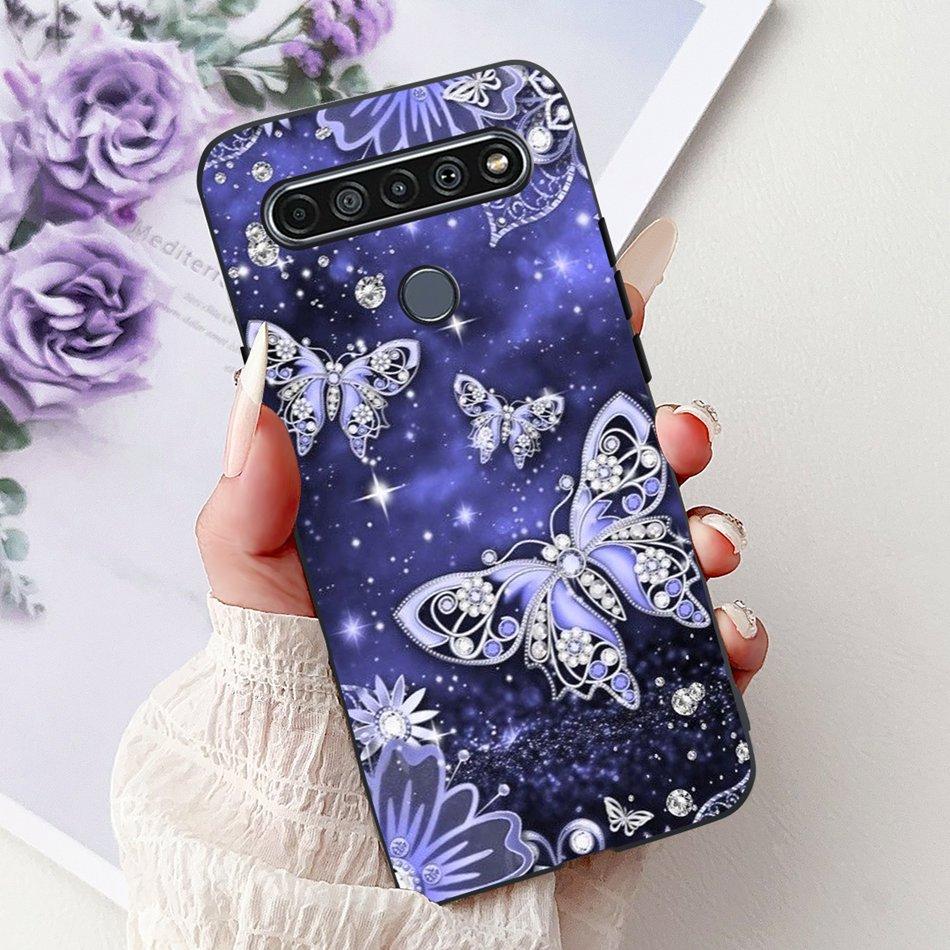 Для LG K41S K51S 2020 Элегантный Чехол для Телефона с Цветочным Котом, Для LG K41S K51S LM-K410 LM-K510 Черный Силиконовый Мягкий Чехол