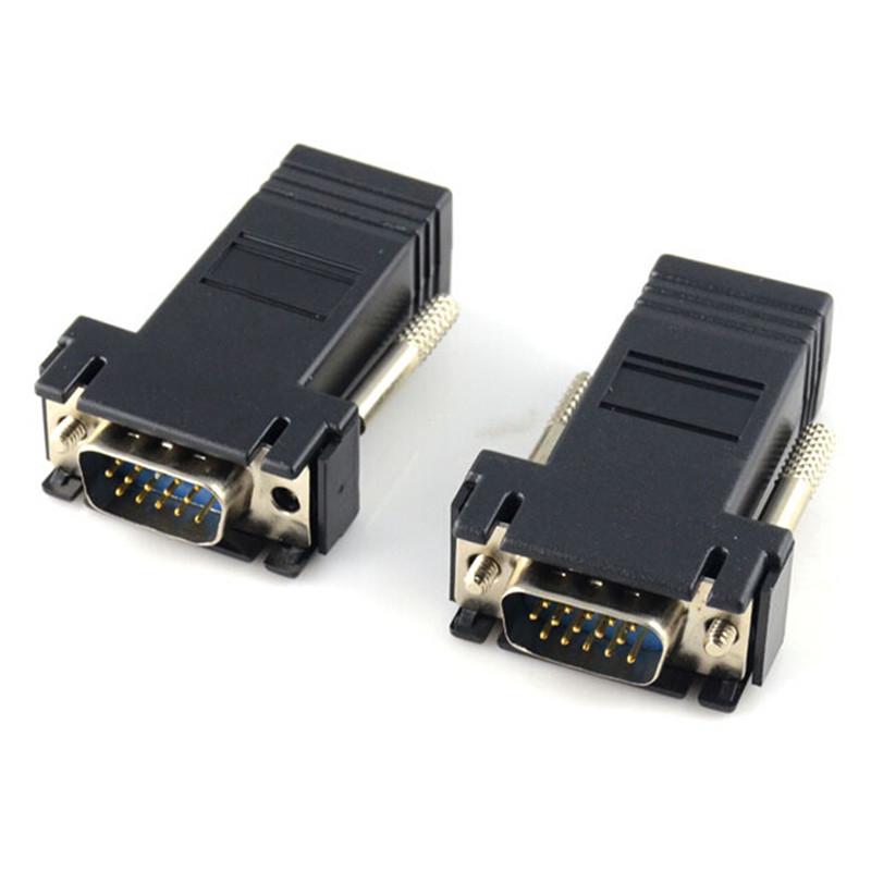 Extender Vga Rgb Hdb Male To Lan Cat5 Cat6 Rj45 Net Cable Female Adapter