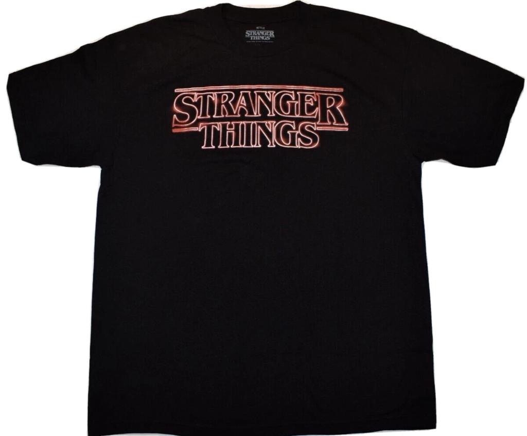 Stranger Things Mens Big & Tall Neon Sign Graphic Black Shirt New 3XLT