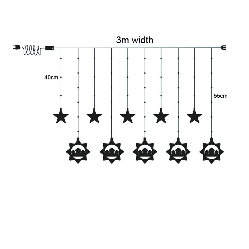 3M 95 светодиодов Звезда Луна светодиодный занавес гирлянда светильник Рамадан гирлянда свет EID Мубарак Декор огни для дома ислам мусульманская вечеринка WBL