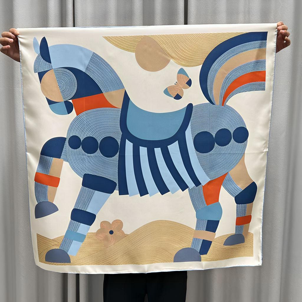 Шелковый твиловый шарф Silk Road в черно-белом французском стиле для весны/лета