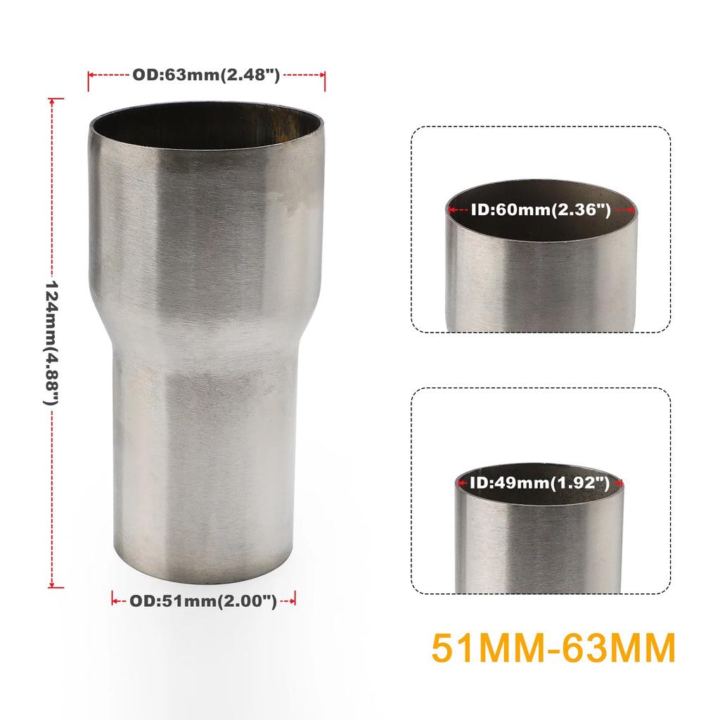 51 мм-76 мм 57 мм-76 мм 5-ступенчатый переходник-редуктор Соединение впускной трубы Нержавеющая сталь Соединительная трубка-редуктор выхлопной трубы Наружный диаметр