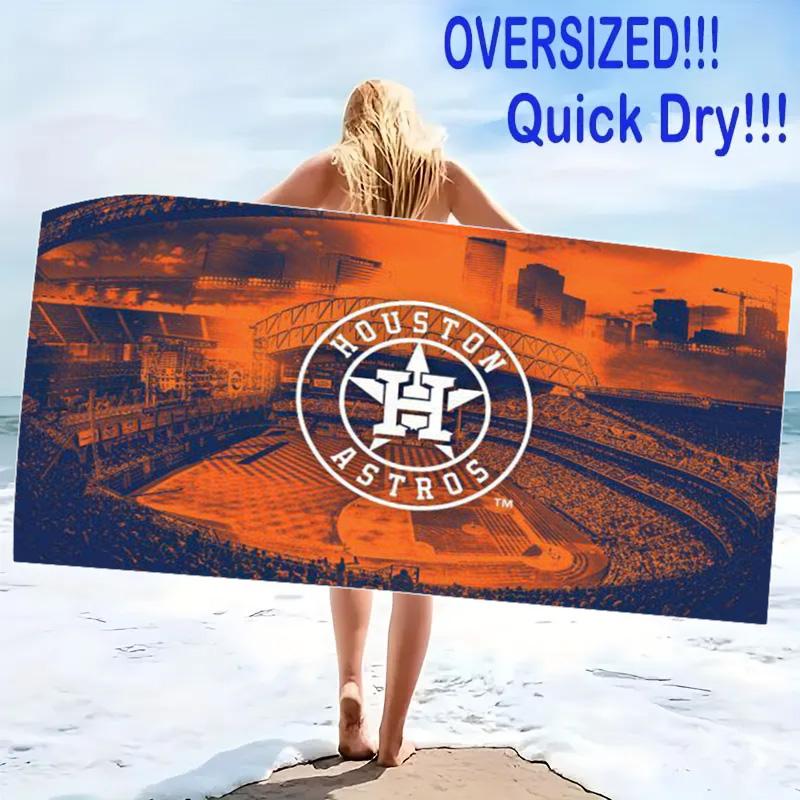 Houston Astros Print Beach Towel, Large Soft Quick Dry Towel for Beach Camping Swimming
