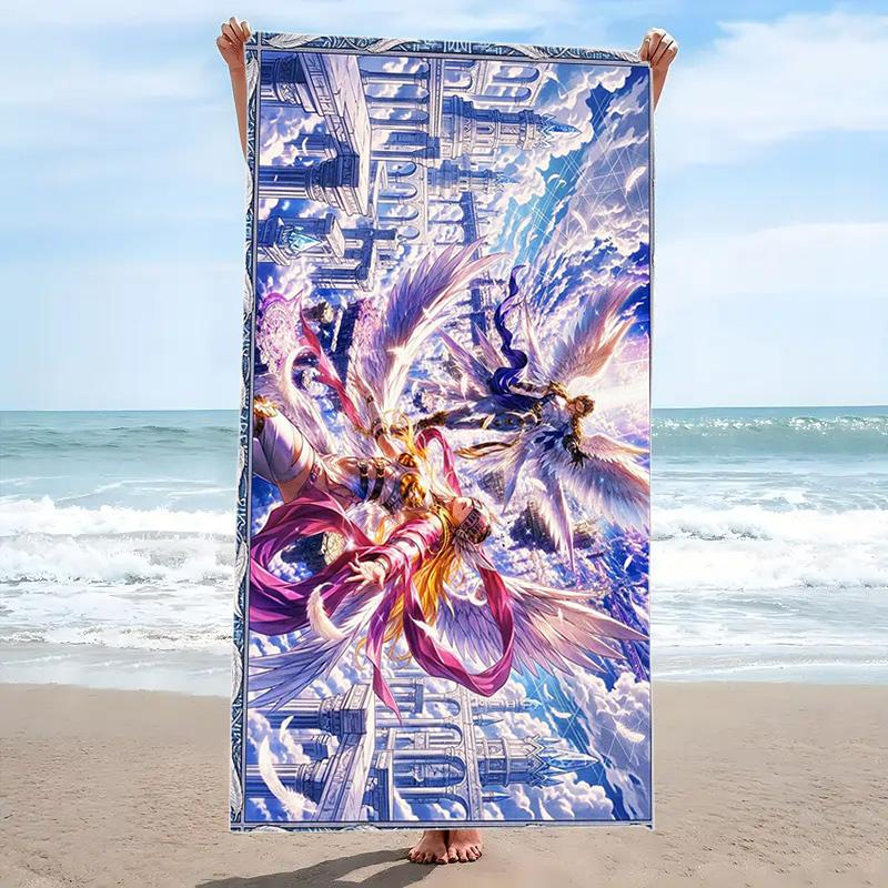 Angewomon Print Beach Towel, Large Soft Quick Dry Towel for Beach Camping Swimming