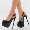 Fashion Summer Sexy Snake Print Back Buckle Strap Platform High Heels Women Sandals Peep Toe Stripper Strip Pole Dance Pumps