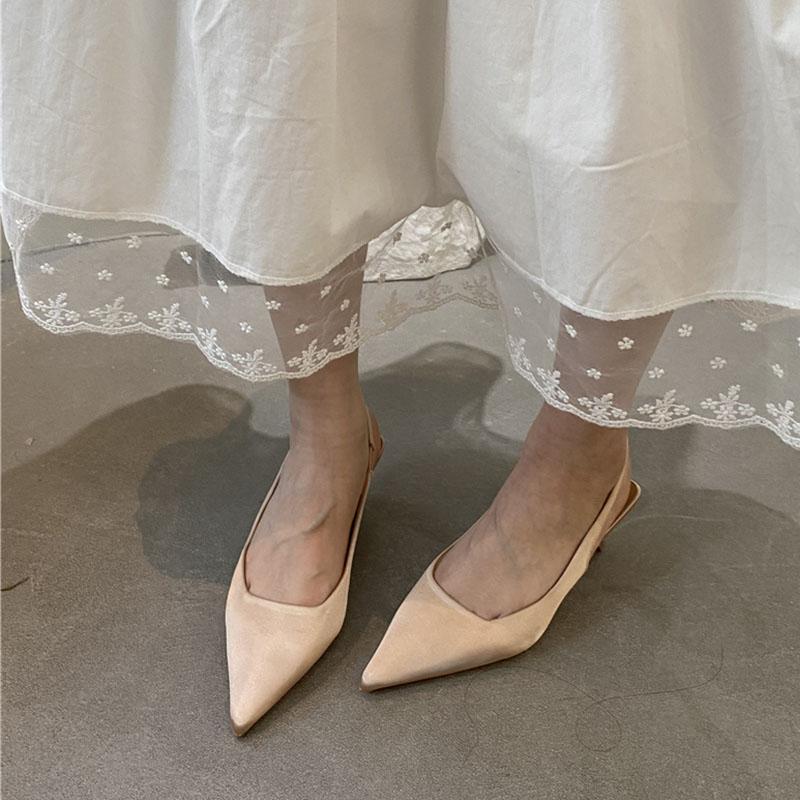 Мода Мода Обувь на низком каблуке Неглубокие Женские Босоножки на каблуке Обувь Повседневная Женская Остроносая Женские Сандалии Обувь Слипоны Туфли-лодочки