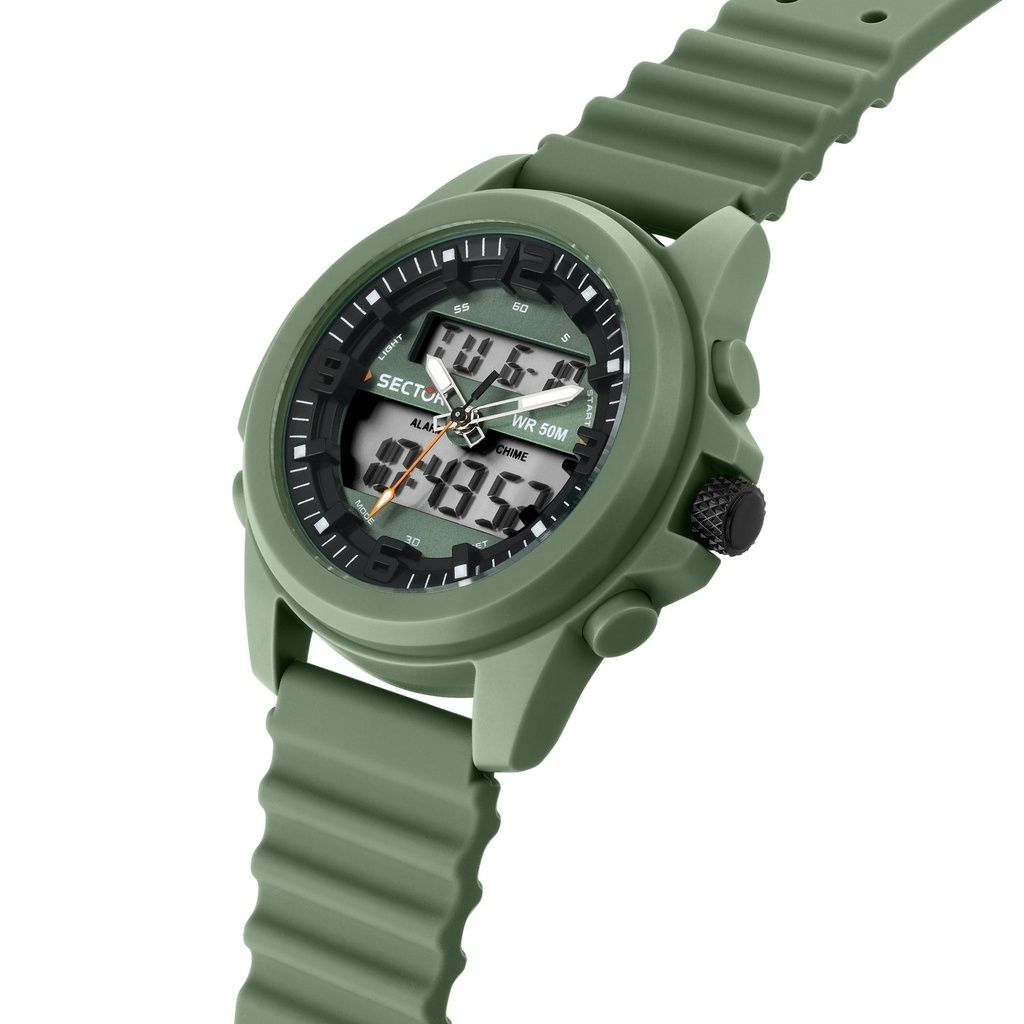 Sector Ex-48 Силиконовый ремешок Зеленый циферблат Кварцевые R3251302004 Мужские часы