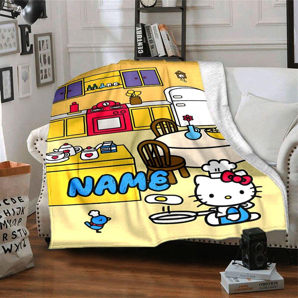 Hello Kitty Chef Kitchen Scene Gift Personalized Text Durable Comfort For Sofa Couch Office Bed Picnics Four Seasons Multipurpose Playful Design Ideal