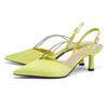 Charles & Keith PU Half Gem Chain Pointed Toe High Heel Sandals Women sandals Mustard-Yellow CK1-60280331_LIME