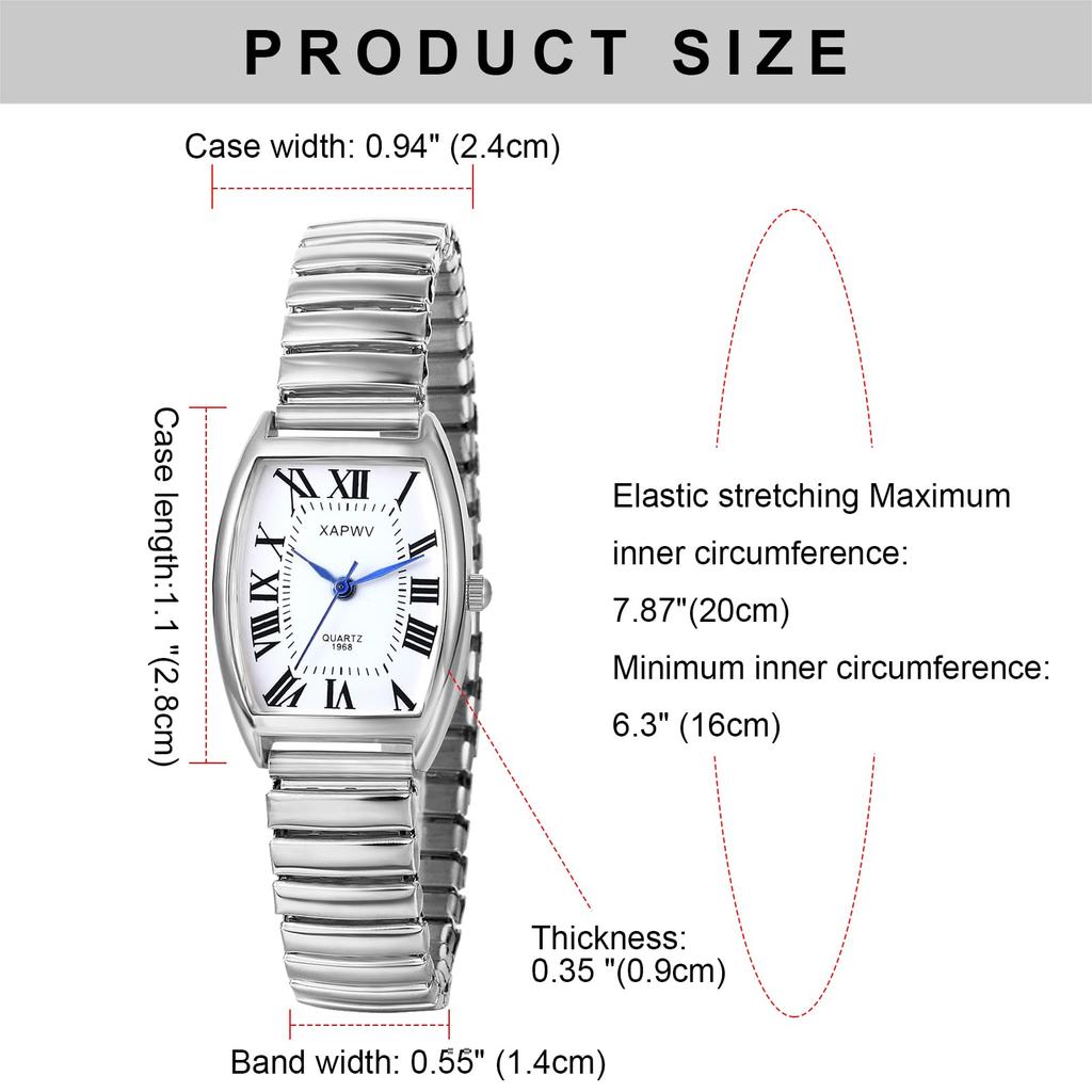 Stainless Steel Roman Alphabet Analog Display Square Design Waterproof Simple Quartz Watch Adjustable Length Fashion Watch Silver Perfect Gift for Him