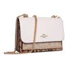 Coach Klare 21 Classic Color Block Chain Canvas And Leather Accordion Bag Women handbags White Brown 1424-IMR2K