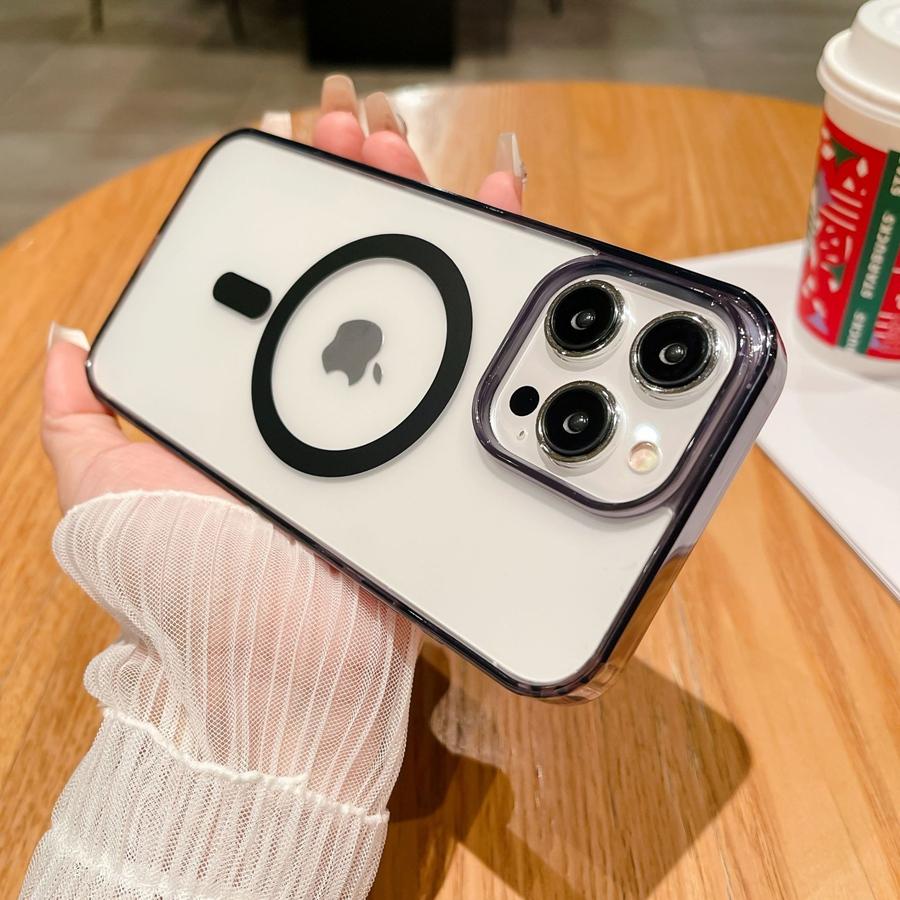 Матовый магнитный чехол для телефона с беспроводной зарядкой для iPhone 16 Pro Max 16 Plus 16 iPhone 15 14 13 12 11 XR с полупрозрачной цветной рамкой, противоударный чехол