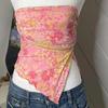 Y2K Women's Retro Floral Print Sleeveless Irregular Hem Slim Fit Vest