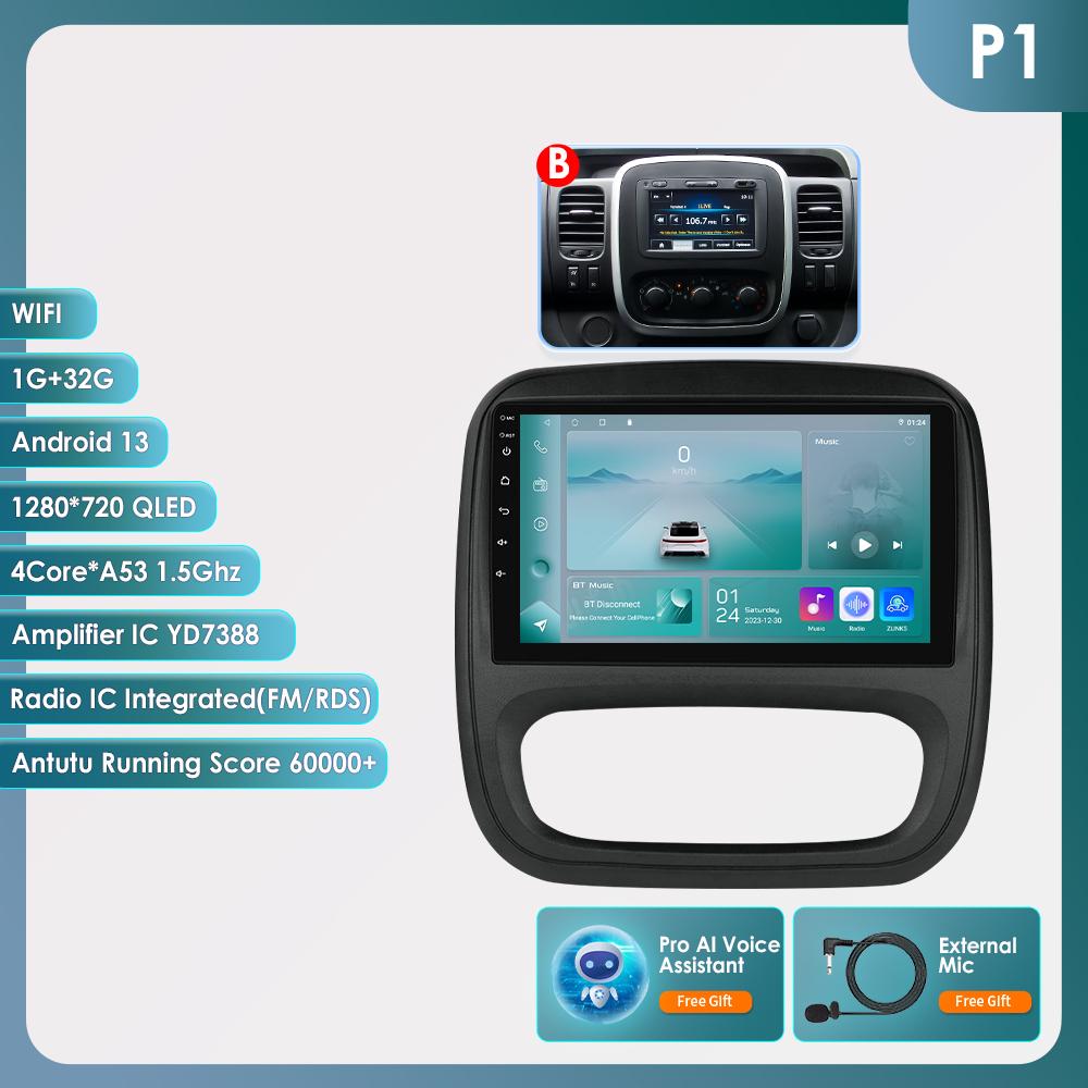 Hizpo 4G AI Voice Android Auto Radio для Renault Trafic 3 2014-2021 для Opel Vivaro B 2014-2018 Carplay Car Multimedia Intelligent Screen GPS 2din