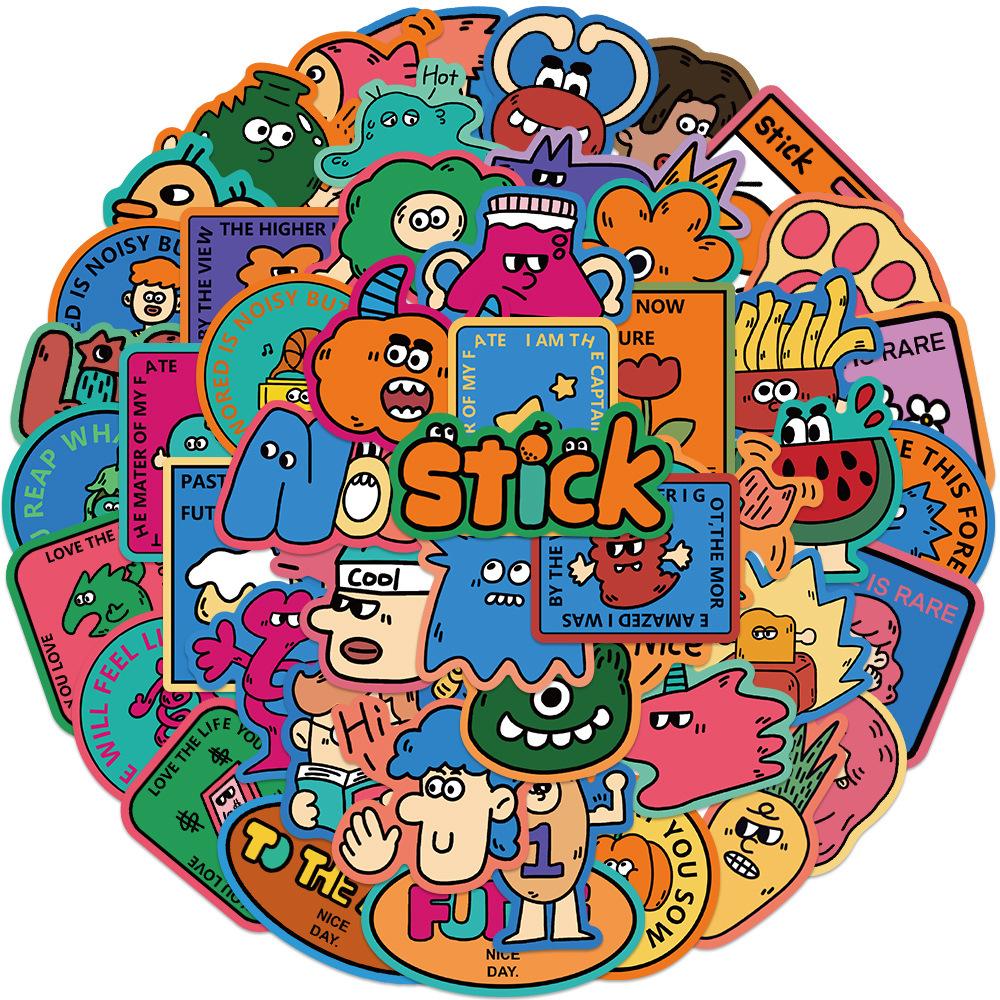 50 Cartoon Weird Graffiti Stickers Can Decorate Suitcase Pen Guitar Notebook Waterproof Explosive