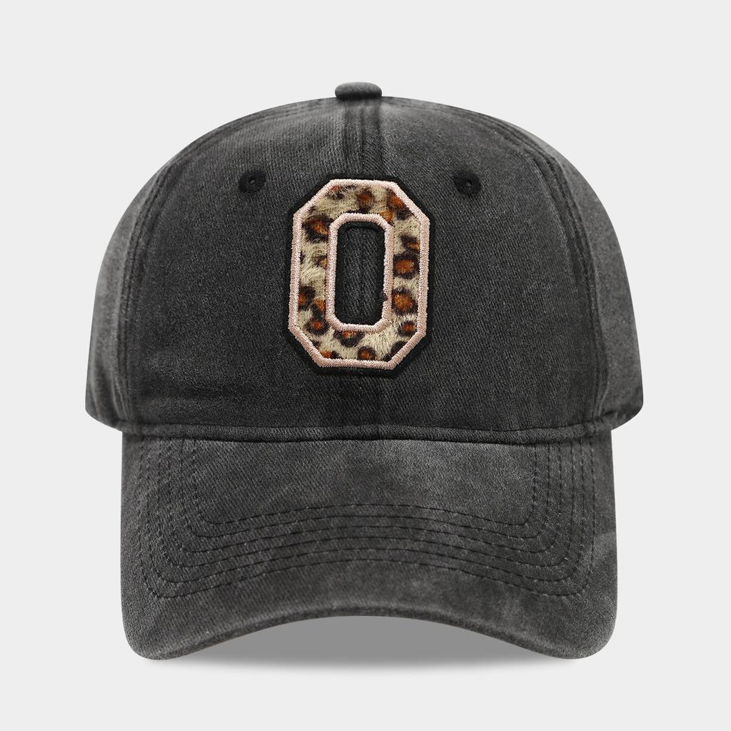 Black Baseball Cap, 26 English Letters Leopard Print Duckbill Hat, Women's Retro Fashion Sports Sun Hat, Trendy Cap