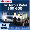 Roadsun Светодиодные фары Блок 2/4 шт. H4 Автомобильные лампы фар Автомобильные противотуманные фары 9006/HB4 6000K Для Toyota RAV4 2001 2002 2003 2004 2005