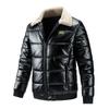 Men's Winter Casual Thicken Jacket Windproof Breathable Warm Coat Solid Color Long Sleeve Zip-Up Jackets Plus Size for Male