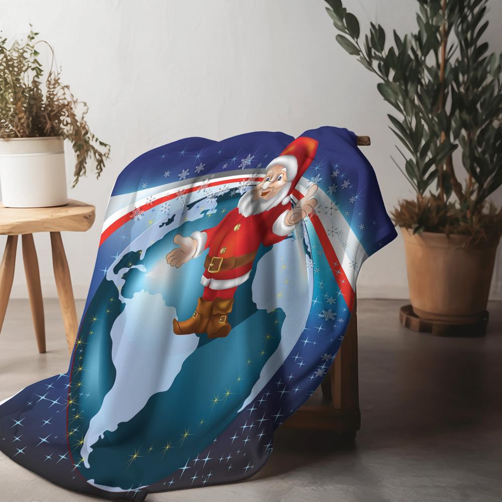 Santa Claus World Map Throw Blanket Cozy Home Decor Christmas Gift Holiday Decor Festive Winter Warm Bedspread Quilt
