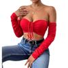 2025 European & American Sexy Nightclub Style Chest-Revealing Drawstring Long-Sleeve Vest