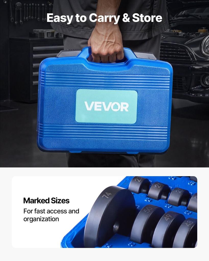 Bearing Press Kit, 52+16 Pcs, 2 in 1 Bushing Driver Tool & Bearing Press Kit, Race and Seal Driver Set with 49 Bushings, 10 Collets, Slide Hammer,