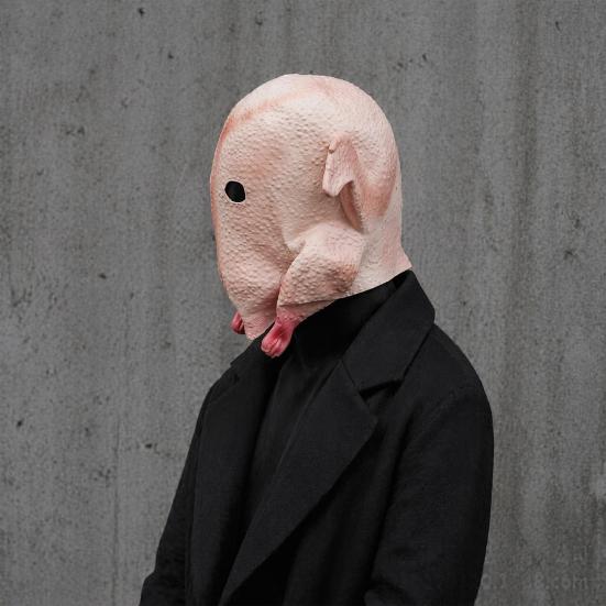 Funny Animal Mask for Parties Halloween Mask, Realistic Turkey Shape, Breathable Latex Full Texture Head Cover, Thanksgiving Party Dress Up