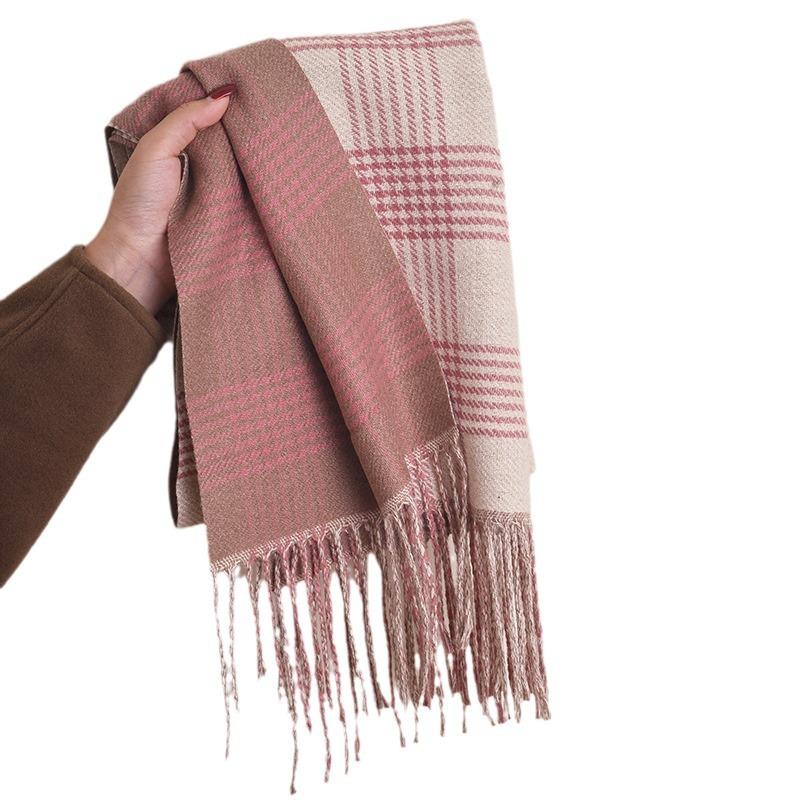 Line Scarf Women'S Winter Neck Protection Scarf Student Premium Warm Shawl