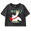 Cartoon Duck Pattern Print Retro Tee Shirt Women Washed Cotton Casual T Shirts Clothes Street Hip Hop Crop Top