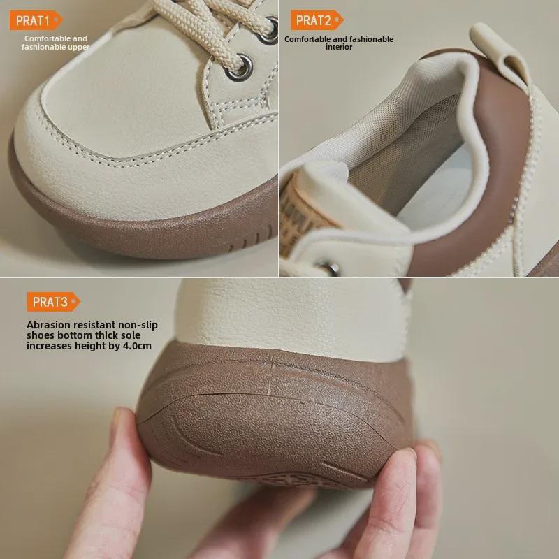 Женские белые кроссовки для бега в корейском стиле, весна 2025 г., повседневные кроссовки на толстой подошве XQ5801