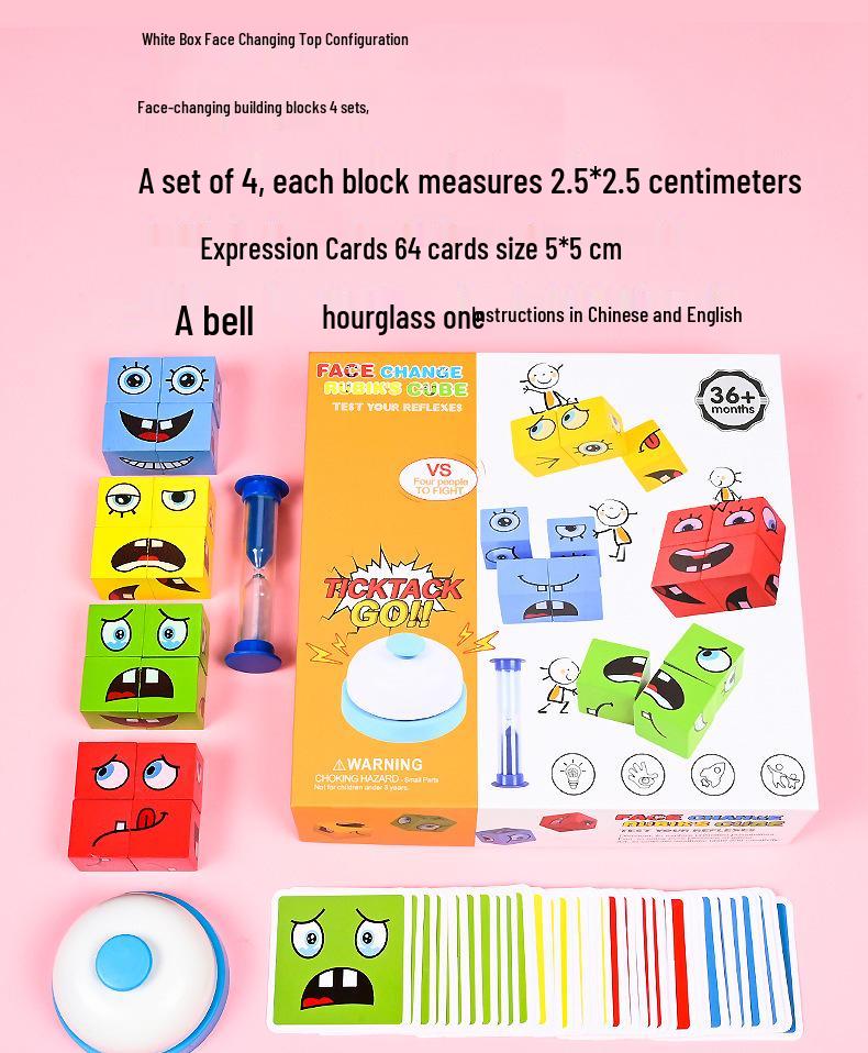 Деревянный кубик-пазл с выражениями: Интерактивная развивающая игрушка для раннего развития для родителей и детей